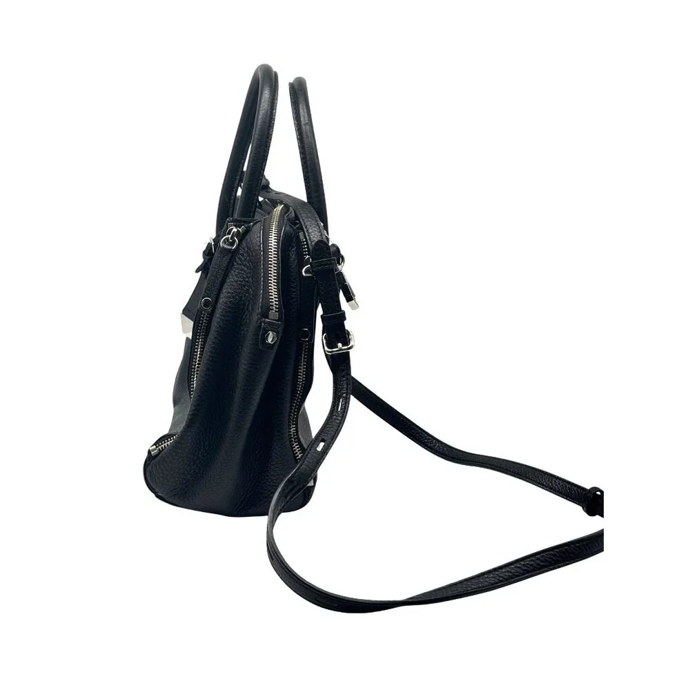 Rebecca Minkoff Textured Leather Mini Perry Satchel in Black